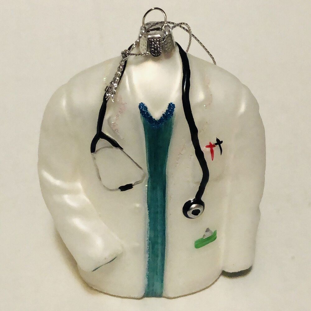 Robert Stanley Doctor Coat Work & Play Glass Ornament HL9172509 NWT